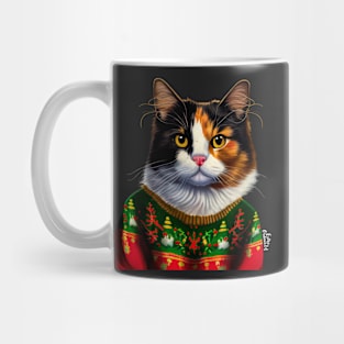 Funny Christmas Cat Wearing Sweater Mug